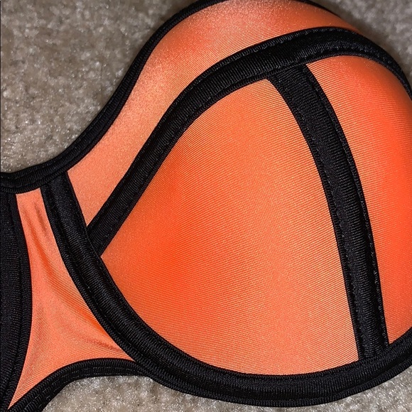 Orange and Black Push Up Bikini Top - Picture 4 of 5